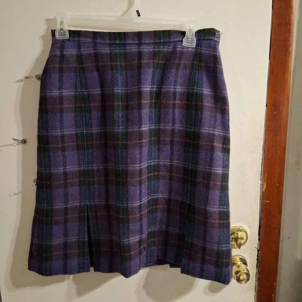 Vintage‎ Scotland Purple Plaid Scottish  Wool Skirt Monster High Quality 16 EUC